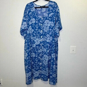 MIB Plus size blue button down dress with back drawstring size 5X never worn